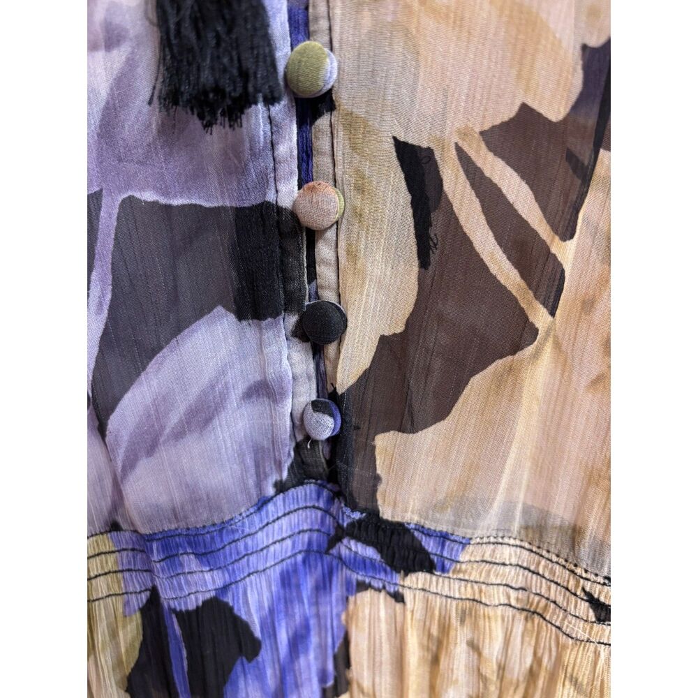 Anthropologie Marais Floral Chiffon Tiered Maxi Dress Boho Romantic Size L READ - Picture 6 of 9